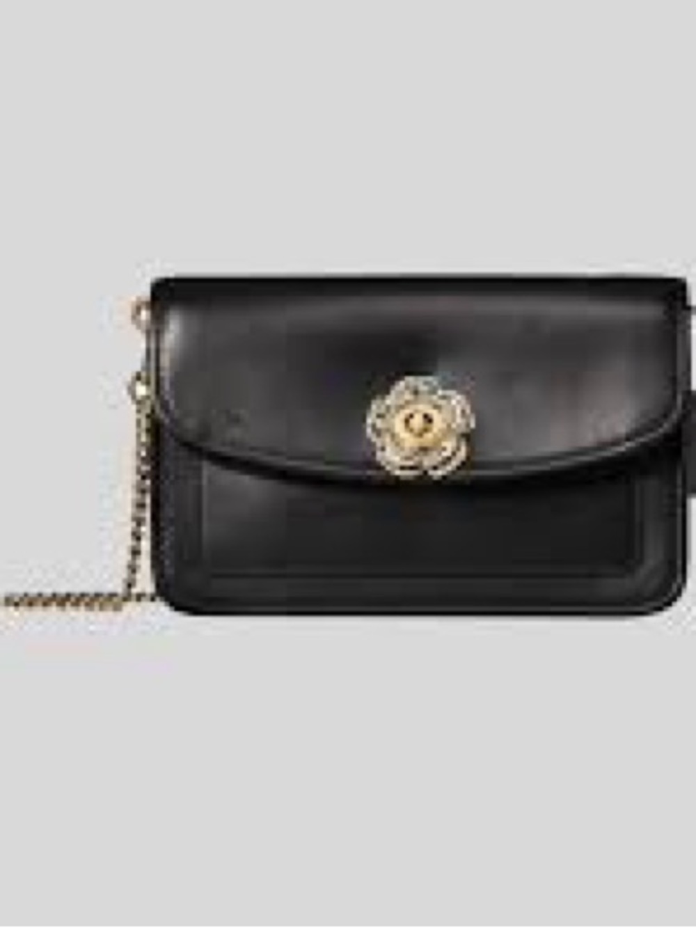 CoachParker Leather Crossbody Bag In Black Gold Chain Floral Turnlock $525 Retai